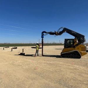 Helical piles Permian Basin installation in West Texas caliche soil